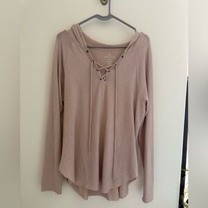 American eagle outfitters Lace-Up Hoodie - Soft Pink